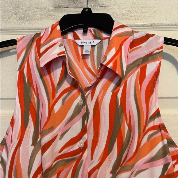 Nine West Collared Button Up Dress Size Medium Pink - Picture 2 of 8